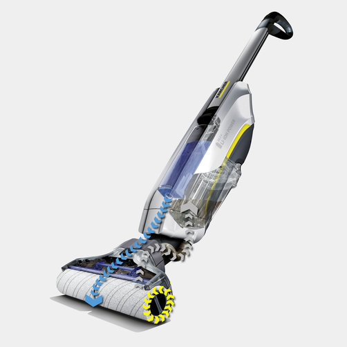 Аппарат для влажной уборки пола FC 5 Premium (white): Автоматическая очистка роликовых падов от грязи